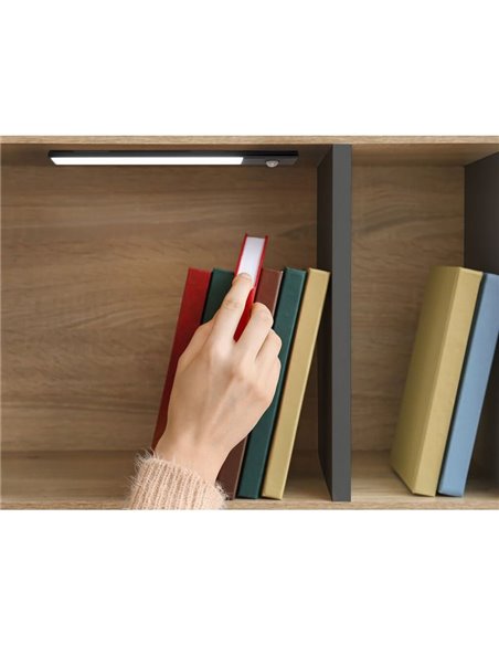 Aplique LED bajo mueble KAUS BLACK negro con sensor de movimiento, recargable, 3 tonos de luz, 24cm/40cm/60cm