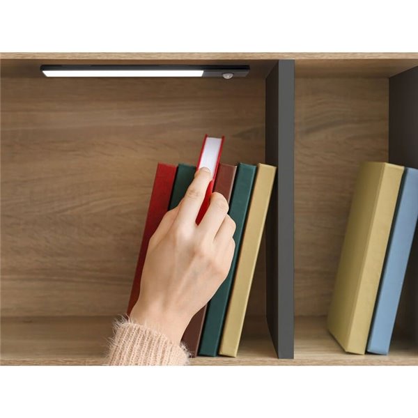Aplique LED bajo mueble KAUS BLACK negro con sensor de movimiento, recargable, 3 tonos de luz, 24cm/40cm/60cm