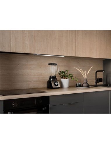 Aplique LED bajo mueble KAUS BLACK negro con sensor de movimiento, recargable, 3 tonos de luz, 24cm/40cm/60cm