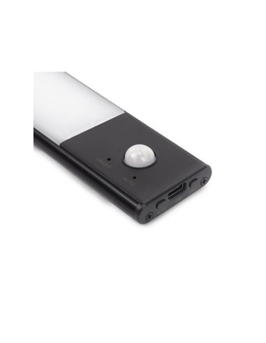 Aplique LED bajo mueble KAUS BLACK negro con sensor de movimiento, recargable, 3 tonos de luz, 24cm/40cm/60cm