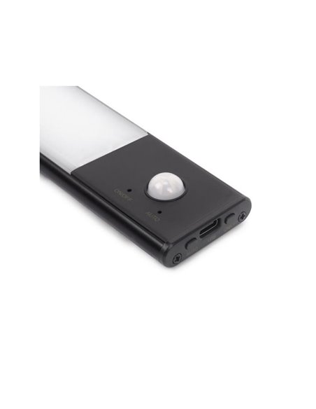 Aplique LED bajo mueble KAUS BLACK negro con sensor de movimiento, recargable, 3 tonos de luz, 24cm/40cm/60cm