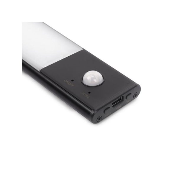 Aplique LED bajo mueble KAUS BLACK negro con sensor de movimiento, recargable, 3 tonos de luz, 24cm/40cm/60cm