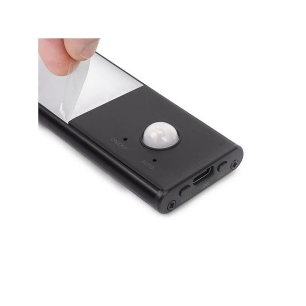 Aplique LED bajo mueble KAUS BLACK negro con sensor de movimiento, recargable, 3 tonos de luz, 24cm/40cm/60cm