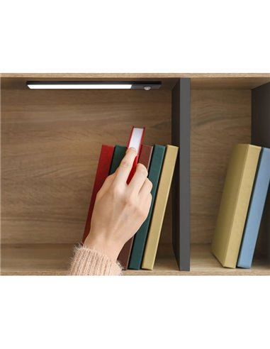 Aplique LED bajo mueble KAUS BLACK negro con sensor de movimiento, recargable, 3 tonos de luz, 24cm/40cm/60cm