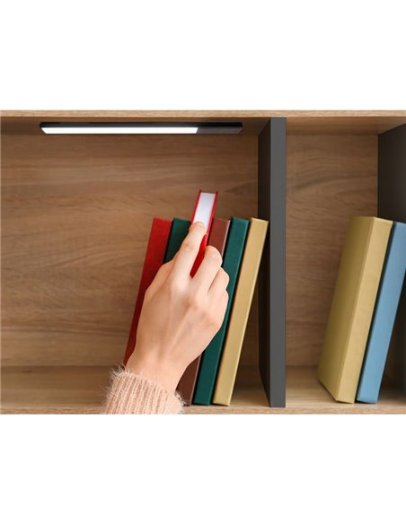 Aplique LED bajo mueble KAUS BLACK negro con sensor táctil de proximidad, recargable, 3 tonos de luz, 24cm/40cm/60cm