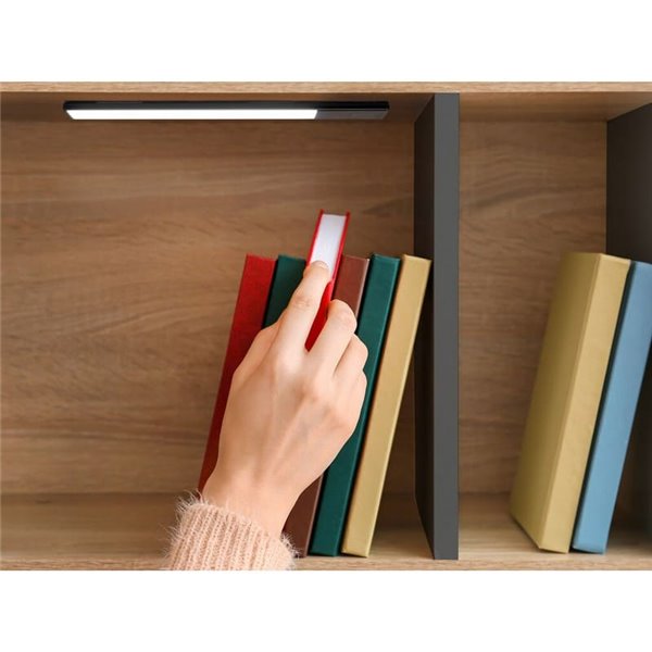 Aplique LED bajo mueble KAUS BLACK negro con sensor táctil de proximidad, recargable, 3 tonos de luz, 24cm/40cm/60cm