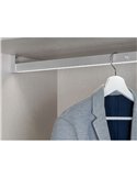 Barra perchero para armario con luz LED CASTOR, gris metalizado, batería extraíble y sensor de movimiento, plástico y aluminio, 