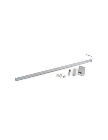 Barra perchero para armario con luz LED CASTOR, gris metalizado, batería extraíble y sensor de movimiento, plástico y aluminio, 
