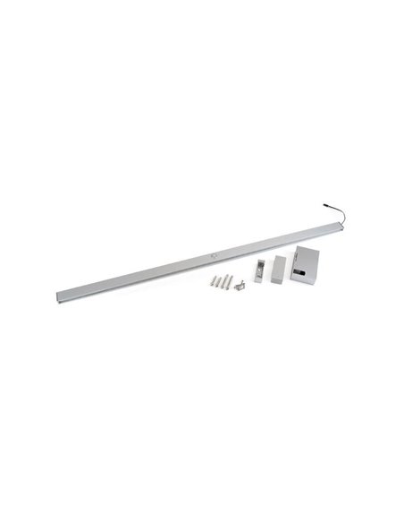 Barra perchero para armario con luz LED CASTOR, gris metalizado, batería extraíble y sensor de movimiento, plástico y aluminio, 