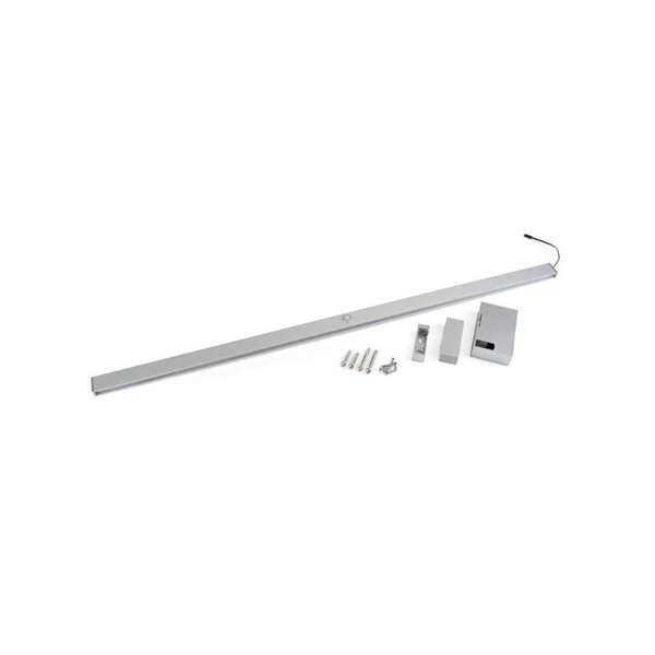 Barra perchero para armario con luz LED CASTOR, gris metalizado, batería extraíble y sensor de movimiento, plástico y aluminio, 