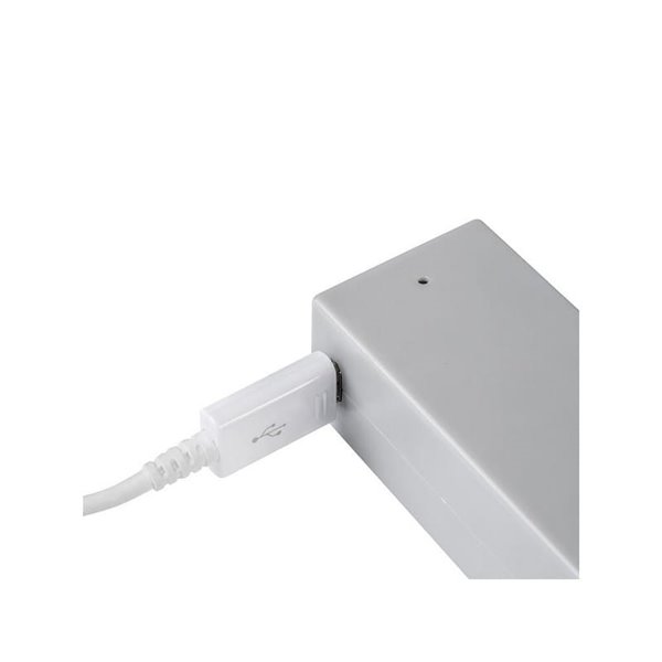 Barra perchero para armario con luz LED CASTOR, gris metalizado, batería extraíble y sensor de movimiento, plástico y aluminio, 