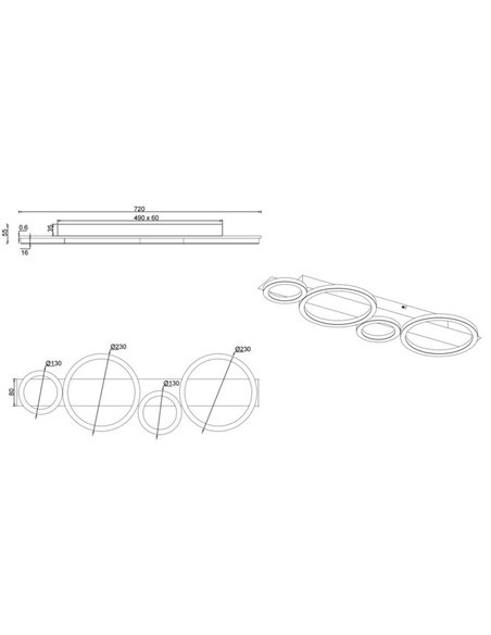 Luminária de teto ou parede LED LUMOS com detalhe de círculos 26,5W 3300lm 4000K IP20 branco