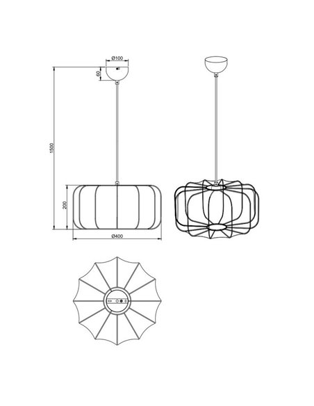 Lámpara de techo pantalla de tela MADELINE Ø40cm altura ajustable bombilla excl. 1x E27 max. 10W IP20
