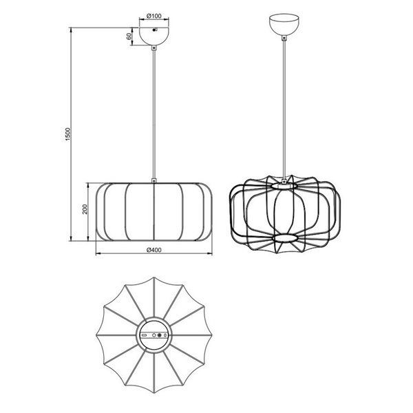 Lámpara de techo pantalla de tela MADELINE Ø40cm altura ajustable bombilla excl. 1x E27 max. 10W IP20