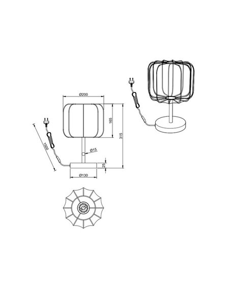 Lámpara de sobremesa con interruptor MADELINE pantalla de tela Ø20cm bombilla excl. 1x E27 max. 10W IP20