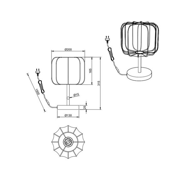 Luminária de mesa MADELINE com abajur de tecido com interruptor, lâmpada de Ø20cm, excl. 1x E27 máx. 10 W IP20