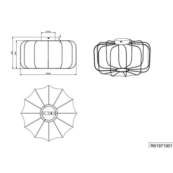 Plafonnier avec abat-jour en tissu MADELINE Ø40cm sans ampoule. 1x E27 max. 10 W IP20