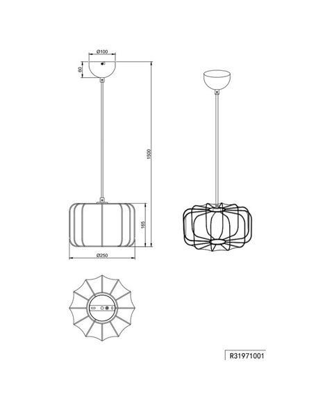 Luminária de teto com cúpula de tecido MADELINE Lâmpada ajustável em altura de Ø25 cm, excl. 1x E27 máx. 10 W IP20