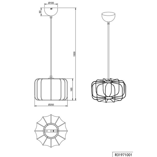 Lámpara de techo pantalla de tela MADELINE Ø25cm altura ajustable bombilla excl. 1x E27 max. 10W IP20