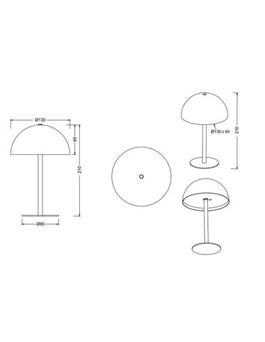 Lámpara de sobremesa LED tipo seta MUNOZ ↕21cm recargable USB y función táctil 1,3W 1x 120lm, 3000K IP20