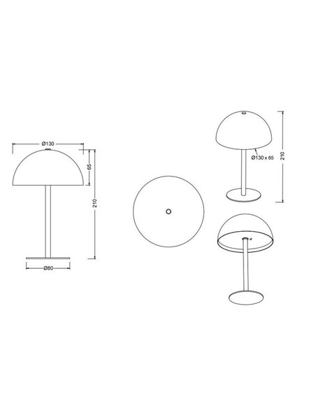 Lámpara de sobremesa LED tipo seta MUNOZ ↕21cm recargable USB y función táctil 1,3W 1x 120lm, 3000K IP20
