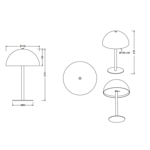 Lámpara de sobremesa LED tipo seta MUNOZ ↕21cm recargable USB y función táctil 1,3W 1x 120lm, 3000K IP20