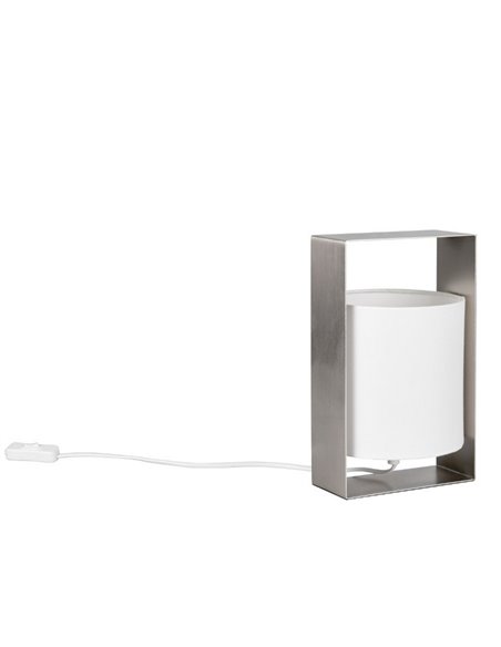 Lampe de table décorative PAIL avec structure en métal et abat-jour en tissu blanc, ampoule exclue. 1x E27 max. 10 W IP20
