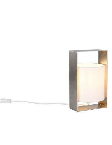 Luminária de mesa decorativa PAIL com estrutura de metal e cúpula de tecido branco, lâmpada excl. 1x E27 máx. 10 W IP20