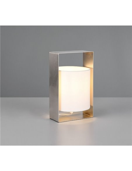 Lampe de table décorative PAIL avec structure en métal et abat-jour en tissu blanc, ampoule exclue. 1x E27 max. 10 W IP20