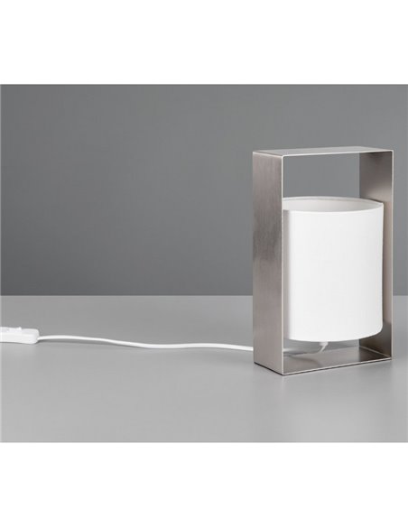Luminária de mesa decorativa PAIL com estrutura de metal e cúpula de tecido branco, lâmpada excl. 1x E27 máx. 10 W IP20