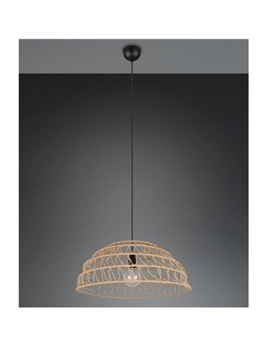 Lámpara de techo pantalla papel trenzado natural PAULETTE altura regulable, bombilla excl. 1x E27 max. 40W IP20