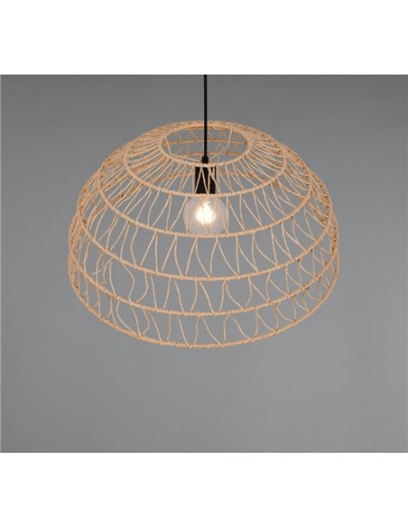 Luminária de teto com cúpula de papel trançado natural PAULETTE, altura ajustável, lâmpada excl. 1x E27 máx. 40 W IP20