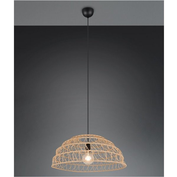 Lámpara de techo pantalla papel trenzado natural PAULETTE altura regulable, bombilla excl. 1x E27 max. 40W IP20