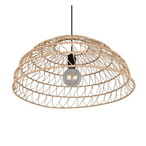 Lámpara de techo pantalla papel trenzado natural PAULETTE altura regulable, bombilla excl. 1x E27 max. 40W IP20