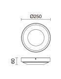 Medidas de Plafón LED exterior FLOC D250 20W IP65 |3000K | Interior y Exterior