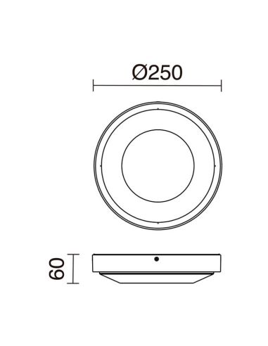 Medidas da luminária de teto LED externa FLOC D250 20W IP65 |3000K | Interior e Exterior