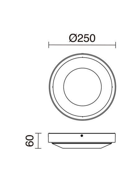 Medidas de Plafón LED exterior FLOC D250 20W IP65 |3000K | Interior y Exterior