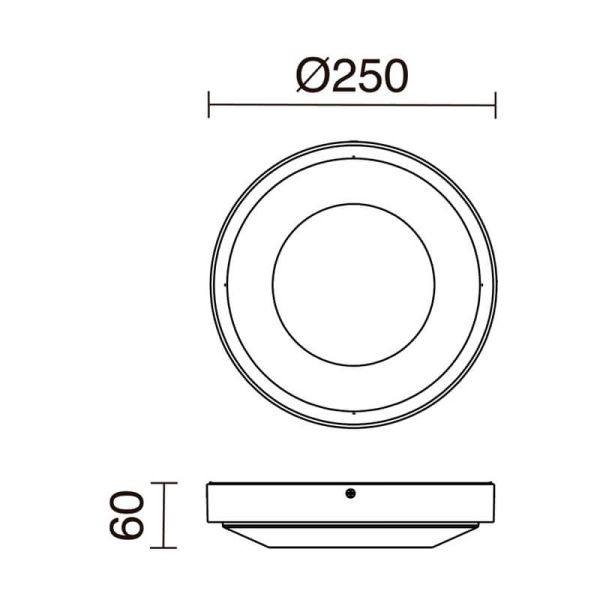 Medidas de Plafón LED exterior FLOC D250 20W IP65 |3000K | Interior y Exterior