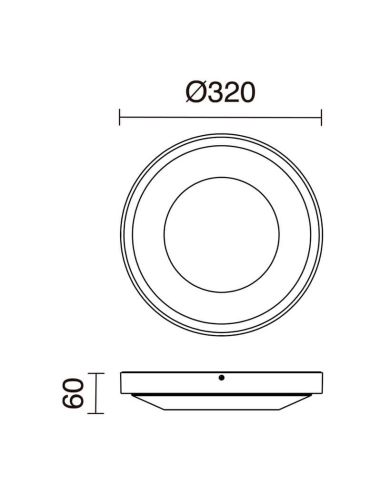 Mesures du puissant plafonnier d'extérieur LED FLOC D320 30W IP65 3000Lm 3000K Noir 1049B-L3130B-02