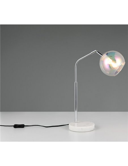 Luminária de mesa redonda com cúpula de vidro iridescente PAXTON, sem lâmpada. 1x E14 máx. 10 W IP20