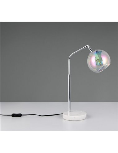 Luminária de mesa redonda com cúpula de vidro iridescente PAXTON, sem lâmpada. 1x E14 máx. 10 W IP20