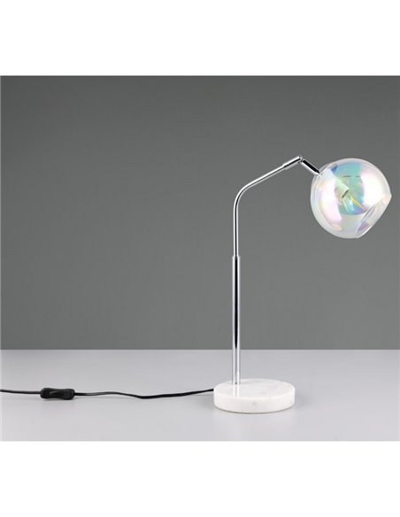 Luminária de mesa redonda com cúpula de vidro iridescente PAXTON, sem lâmpada. 1x E14 máx. 10 W IP20