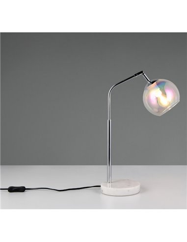 Lampe de table ronde abat-jour verre irisé PAXTON ampoule excl. 1x E14 max. 10 W IP20