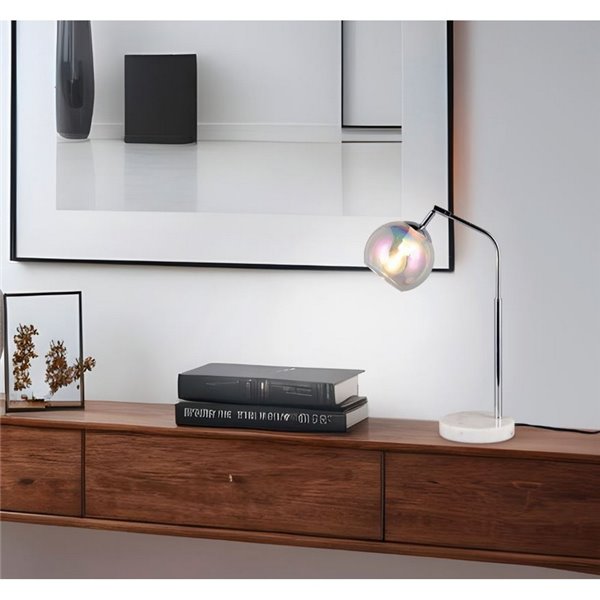 Lampe de table ronde abat-jour verre irisé PAXTON ampoule excl. 1x E14 max. 10 W IP20