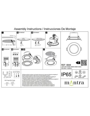Ficha técnica Luminária LED embutida para exterior IP65 YUCATAN CCT 2700K-3000K-4000K Branco 6,5W/10W