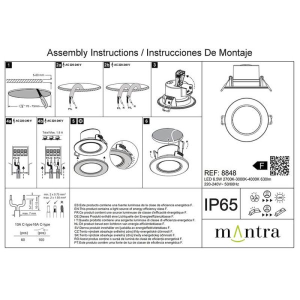Fiche produit : Spot LED extérieur encastré Yucatan CCT 2700K-3000K-4000K Blanc 6,5W/10W