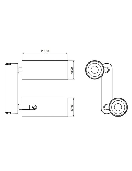 Foco LED de trilho duplo ajustável LIMBO, 2x12W 24º, preto, 3000K ou CTT regulável