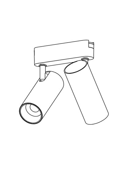 Doble foco carril LED orientable LIMBO, 2x12W 24º, negro, 3000K o Regulable CTT