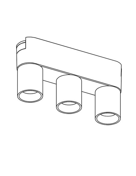 Projecteur triple LED LIMBO grille, 3x6W 24º noir, 3000K ou Dimmable CTT