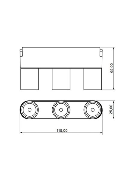 Triple foco LED de rejilla LIMBO, 3x6W 24º negro, 3000K o Regulable CTT